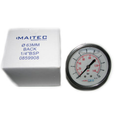 Манометр осьовий гліцериновий Maitec (1/4") 0 - 6 бар (63 мм.) нерж. сталь