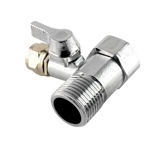 Адаптер + кульовий вентиль AD-4BC-3W/BV-3BC-CH 1/2"-3/8"-1/2" (різьба зовнішня - цанга-різьблення внутрішнє)