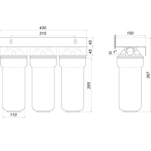 Система 3-х ступінчастої очистки Bio+ systems NSL103, 1"
