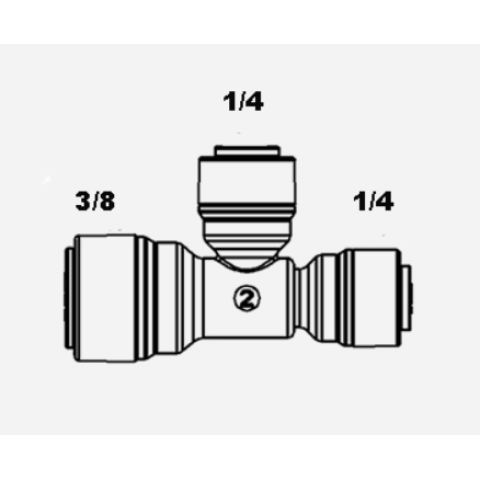 Фітинг Т-подібний ITiGER 1803-G, 3/8"-1/4"-1/4" (трубка-трубка-трубка)