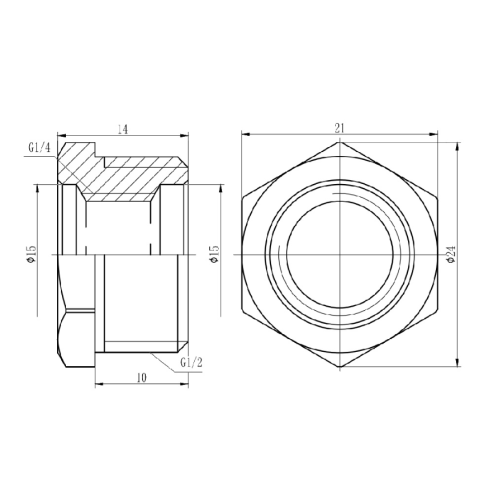 Футорка SD Forte SF374156 1/2"х3/4" никелированный (наружная резьба - внутр.резьба)
