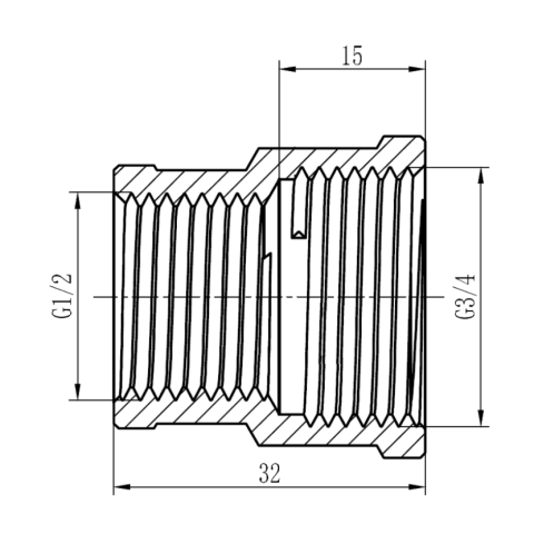 Муфта SD Forte SF3572015 1/2" х 3/4" никелированная (внутр. резьба - внутр. резьба)