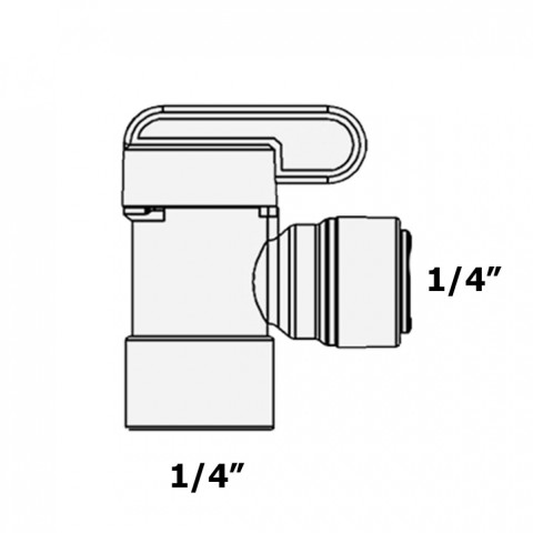 Кран для бака ITiGER 1823-А/BV-102-EZ (трубка 1/4" - резьба внутренняя 1/4")