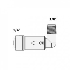 Обратный угловой клапан 1816-A /CV-02-2SS-EZ (трубка 1/4"- наружная резьба 1/8")