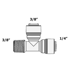 Фітинг Т-подібний ITiGER 1804-С 3/8"-1/4"-3/8" (трубка-різьблення зовнішня-трубка)