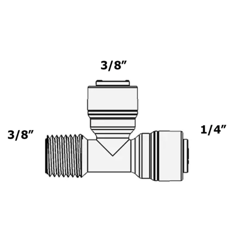 Фітинг Т-подібний ITiGER 1804-С 3/8"-1/4"-3/8" (трубка-різьблення зовнішня-трубка)