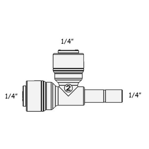 Фитинг Т-образный ITiGER 1820-A 1/4"-1/4"-1/4" (стержень-трубка-трубка)