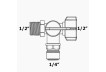 Адаптер з редуктором 1832-F 1/2"-1/4"-1/2" (різьба зовнішня - кульовий вентиль - різьблення внутрішнє)