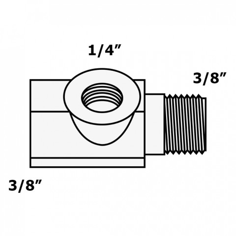 Підключення до водопроводу AD-3BC-3W (адаптер) 3/8"-1/4"-3/8" (різьба зовнішня-різьба внутрішня-різьба внутрішня)