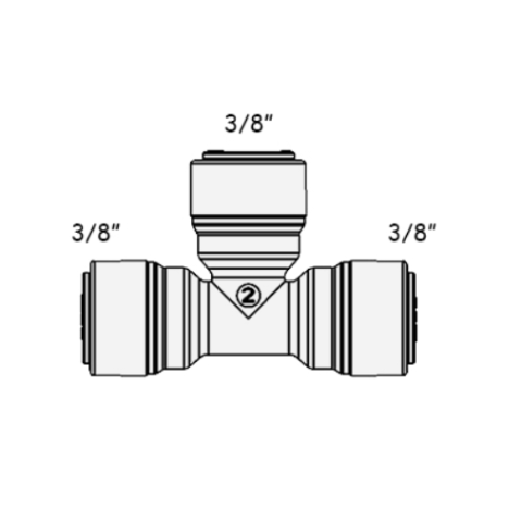 Фітинг Т-подібний ITiGER 1803-В, 3/8"-3/8"-3/8" (трубка-трубка-трубка)
