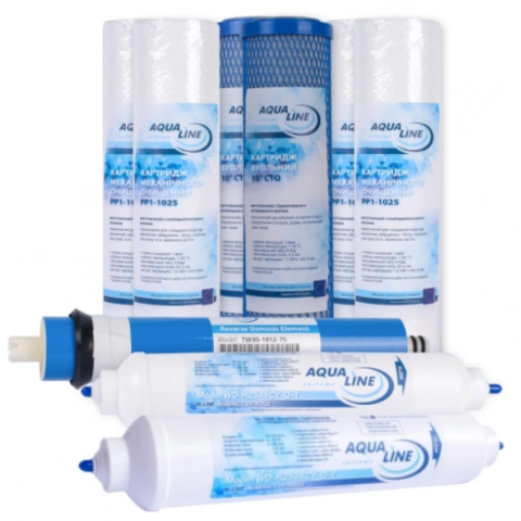 Річний комплект картриджів Aqualine RO-6 з мембраною