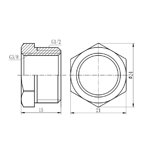 Футорка SD Forte SF374159 1/2"х3/8" никелированный (наружная резьба - внутр.резьба)