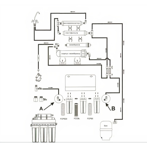 Фільтр зі зворотним осмосом AquaMarine RO-7 BIO-ACTIV (4 мінерали) bio