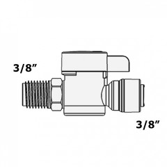Кран проходной 1825-C/WB-CV1466 трубка 3/8" - резьба наружная 3/8"