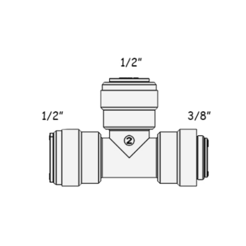 Фітинг Т-подібний ITiGER 1803-H, 1/2"-1/2"-3/8" (трубка-трубка-трубка)