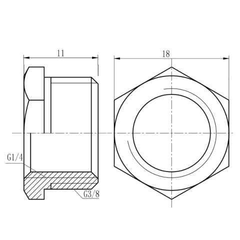 Футорка SD Forte SF37496SD 3/8"х1/4" нікельований (зовнішнє різьблення - внутр.різьблення)