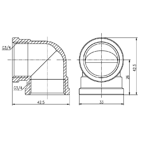 Угол SD Forte SF36820 3/4" никелированный (внутр.резьба - внутр.резьба)