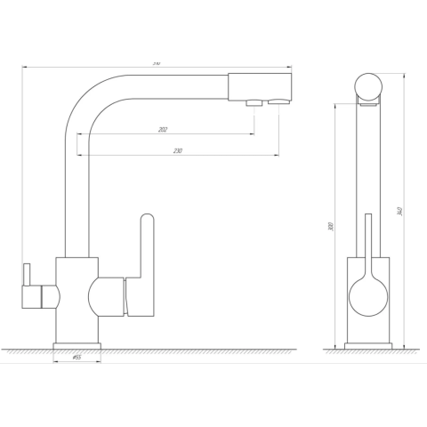 Змішувач трипозиційний Globus Lux LAZER GLLR-0444-7-WHITE (під осмос та хол/гор. воду)