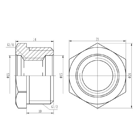 Футорка SD Forte SF374156 SD 1/2"х1/4" нікельований (зовнішнє різьблення - внутр.різьблення)
