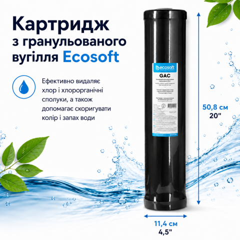 Картридж из гранулированного угля Ecosoft 4,5x20 (CHV4520ECO) (Big Blue 20)
