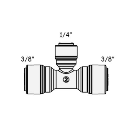 Фітинг Т-подібний ITiGER 1803-C, 3/8"-1/4"-3/8" (трубка-трубка-трубка)