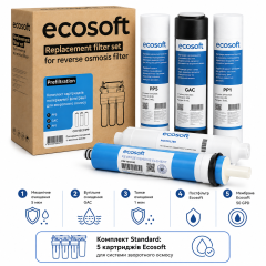 Комплект Standard з 5 картриджів Ecosoft для фільтра зворотного осмосу