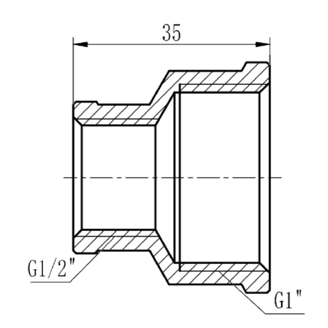 Муфта SD Forte SF3572515 1" х 1/2" никелированная (внутр. резьба - внутр. резьба)