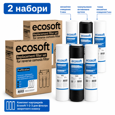 Комплект картриджів Ecosoft 1-2-3 (осмос) (CPV3ECOSTD) - 2 набори