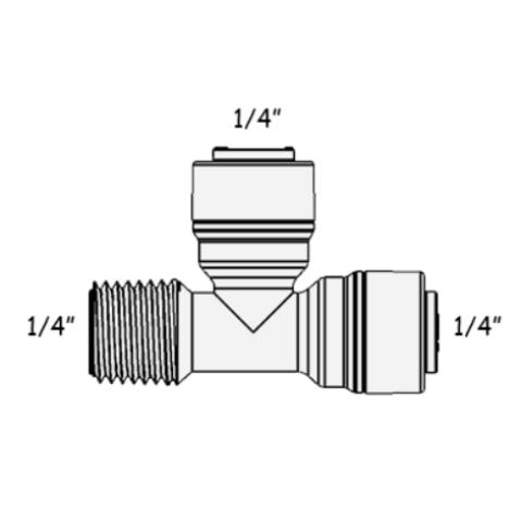 Фитинг Т-образный ITiGER 1804-A 1/4"-1/4"-1/4" (трубка-резьба внешняя-трубка)
