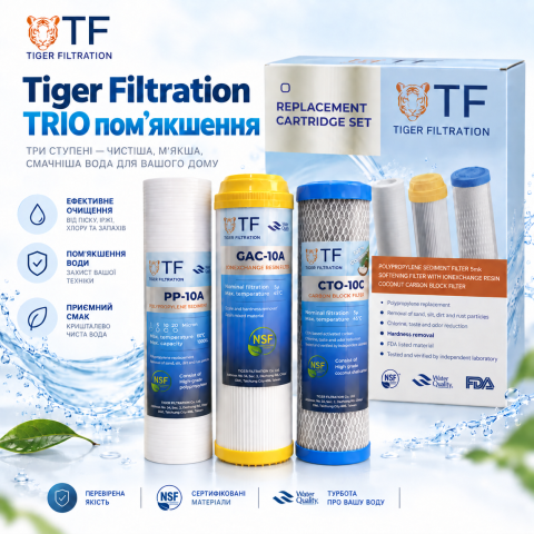 Комплект картриджей Tiger Filtration TRIO умягчение