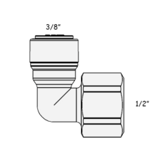 Фітинг кутовий ITiGER 1815-Е 3/8" - 1/2" (трубка-внутрішнє різьблення)