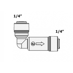 Обратный угловой клапан 1812-A / CV-07-2PP-EZ (трубка 1/4" - трубка 1/4")