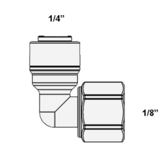 Фітинг кутовий ITiGER 1815-G 1/4" - 1/8" (трубка-внутрішнє різьблення)