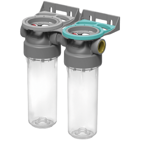 Колба фільтра прозора 2P DUPLEX РЕТ для холодної води Ecosoft 3/4" (made in Italy) FDPP2P0130/G118