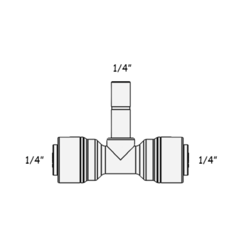 Фітинг Т-подібний ITiGER 1820-G 1/4"-1/4"-1/4" (трубка-стрижень-трубка)