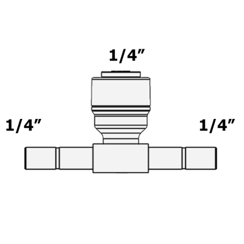 Фітинг Т-подібний ITiGER 1820-Н 1/4"-1/4"-1/4" (трубка-стрижень-стрижень)