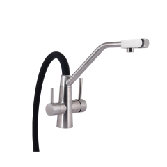 Смеситель для кухни Lidz Aria 020F3 Black/Nickel (под осмос и холл/гор. воду)