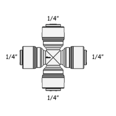 Фітинг роздільник 1808-А/4CR4 1/4"-1/4"-1/4" (трубка-трубка-трубка)
