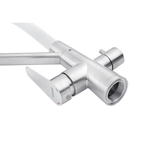 Смеситель для кухни Kroner Klassisch (ESG03817WHI) White/Nickel (под осмос и холл/гор. воду)
