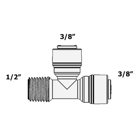Фитинг Т-образный ITiGER 1802-D 3/8"-1/2"-3/8" (трубка-резьба внешняя-трубка)