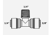 Фітинг Т-подібний ITiGER 1802-F 1/4"-1/4"-3/8" (трубка-різьблення зовнішня-трубка)