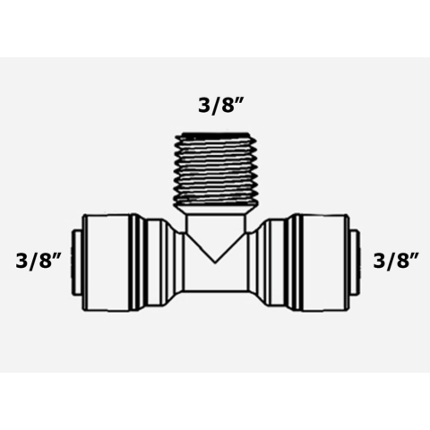 Фітинг Т-подібний ITiGER 1802-B 3/8"-3/8"-3/8" (трубка-різьблення зовнішня-трубка)