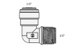 Фітинг кутовий ITiGER 1817-F 1/2" - 1/2" (трубка-різьба зовнішня)