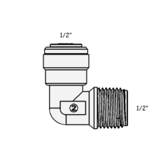 Фітинг кутовий ITiGER 1817-F 1/2" - 1/2" (трубка-різьба зовнішня)