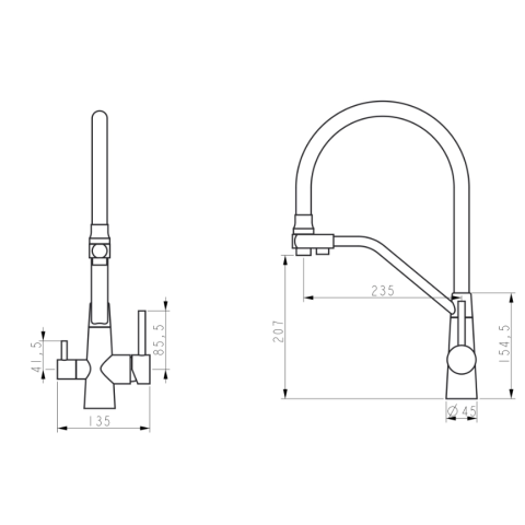 Змішувач для кухні Lidz Aria 020F3 White/Nickel (під осмос та хол/гор. воду)