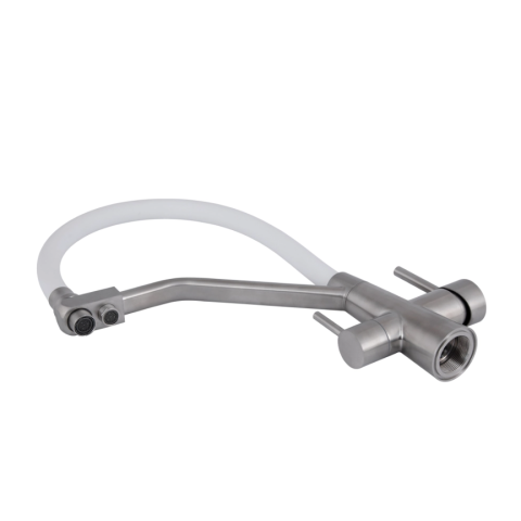 Змішувач для кухні Lidz Aria 020F3 White/Nickel (під осмос та хол/гор. воду)