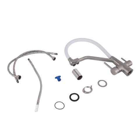 Змішувач для кухні Lidz Aria 020F3 White/Nickel (під осмос та хол/гор. воду)