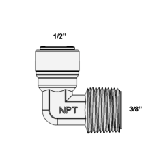 Фітинг кутовий ITiGER 1817-Н 1/2" - 3/8" (трубка-різьба зовнішня)