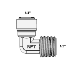 Фітинг кутовий ITiGER 1817-К 1/4" - 1/2" (трубка-різьблення зовнішня)