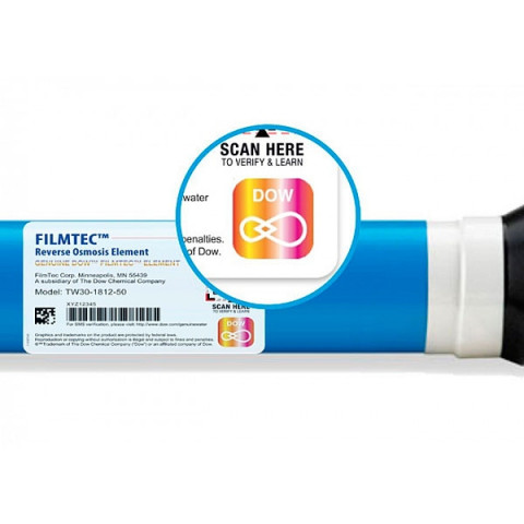 Мембрана обратноосмотическая DOW FILMTEC™ TW30-1812-50HR (в новом дизайне, с проверочным кодом)